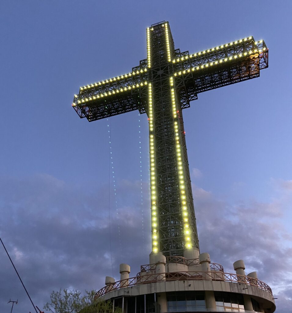 millennium cross at night